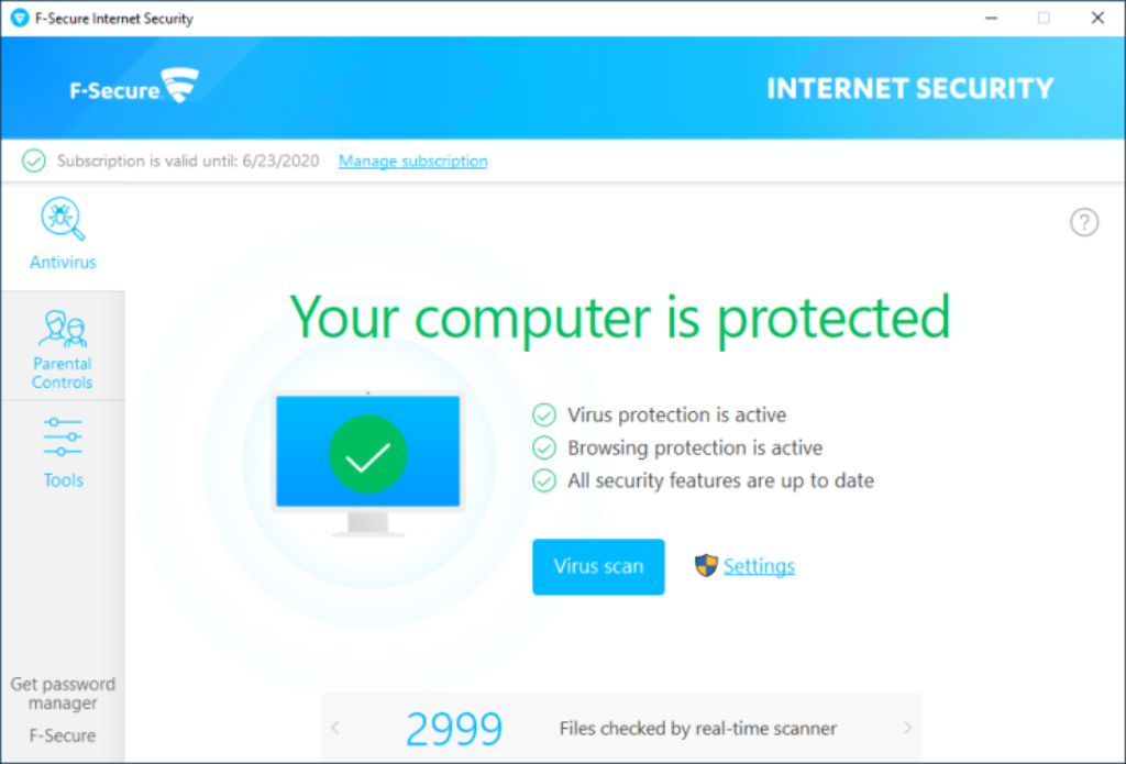 F-Secure Internet Security Dashboard