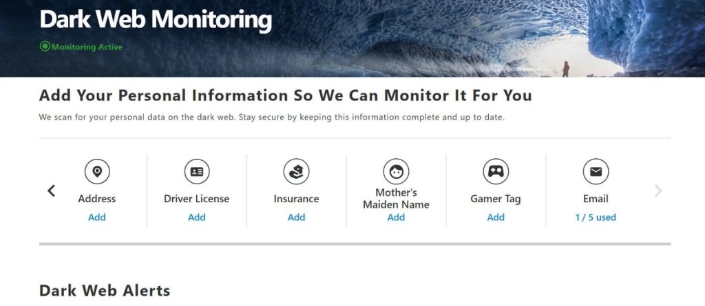 Norton 360 for Gamers - Dark Web Monitoring