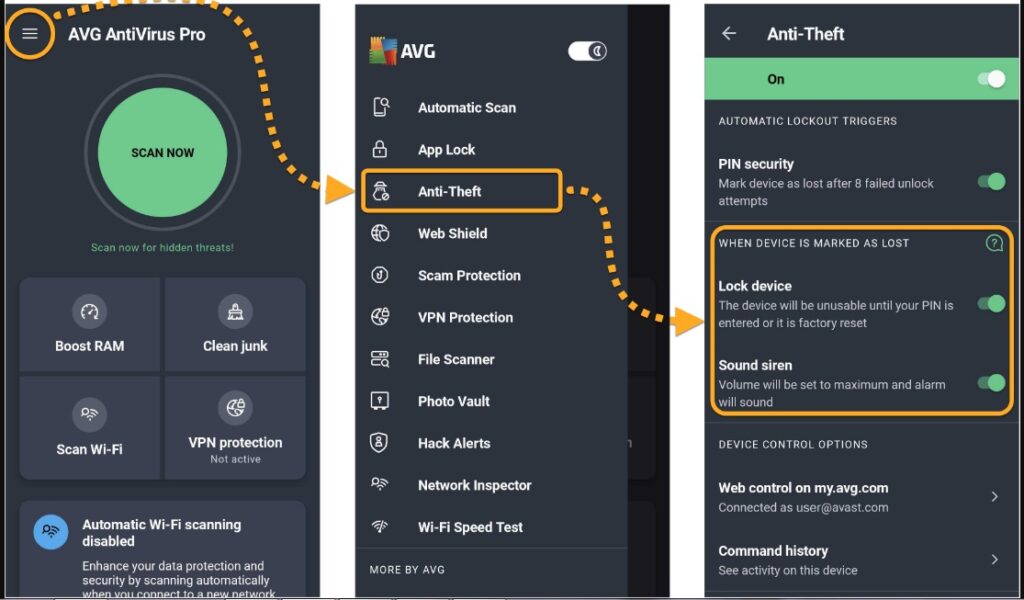 AVG AntiVirus for Android Pro guards against viruses, spyware, thieves, & snoops. Providing you the best mobile security for your photos, messages, & memories.