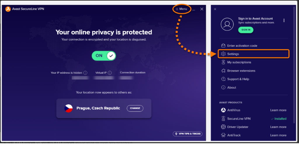 Avast SecureLine VPN protects all of your online activities. With just a single click, it launches a VPN & provides internet privacy by hiding your IP address.