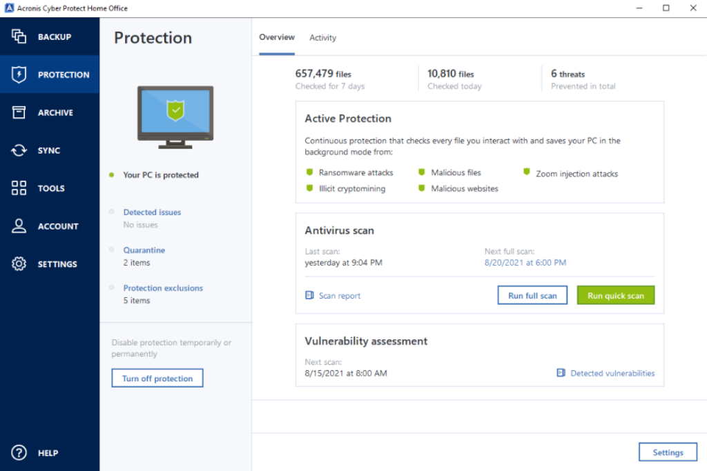Acronis Cyber Protect Home Office is an all-in-one cybersecurity solution with advanced features and best-in-class backup, for total device and data protection.