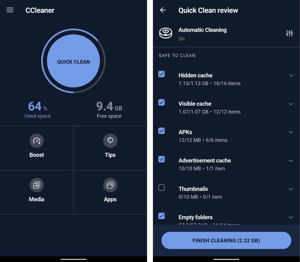 CCleaner Professional is a powerful mobile cleaner for Android that automatically boosts performance, secures online activity, and improves speed and privacy.